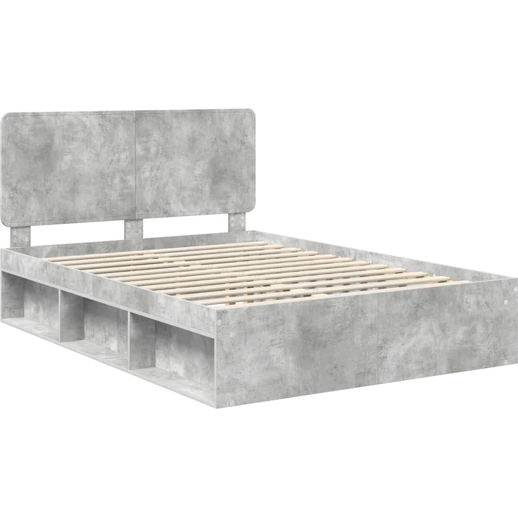 vidaXL Bettrahmen Beton Grau 150 x 200 cm Massives Kiefernholz 3412473 – Bild 3