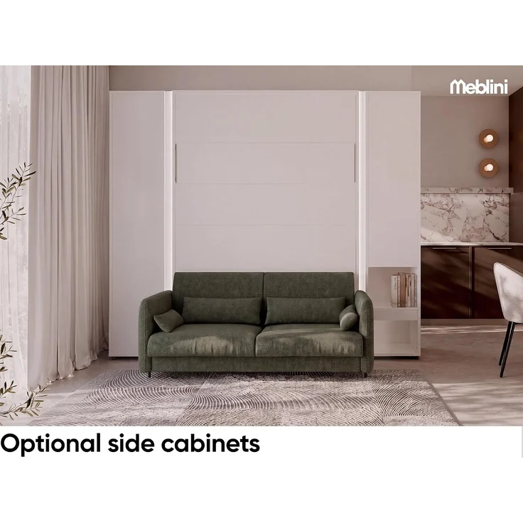 MEBLINI Elektrisches Schrankbett BC-36 - 140x200cm Vertikal - Kaschmir - Sofa und Kopfteil Grün ohne Matratze - Wandbett mit Lattenrost, Sofa und Kopfteil - Wandklappbett – Bild 2