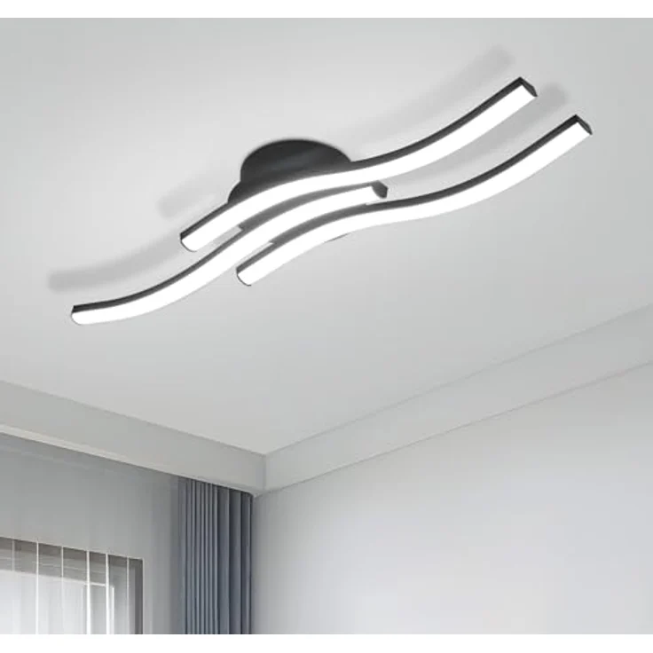 Goeco LED Deckenleuchte 18W, Modern Schwarze LED Deckenlampe mit 3 LED-Lichtleisten 6500K Kaltweißes Licht, LED Lampe Deckenbeleuchtung für Schlafzimmer Wohnzimmer Flur Küche – Bild 2