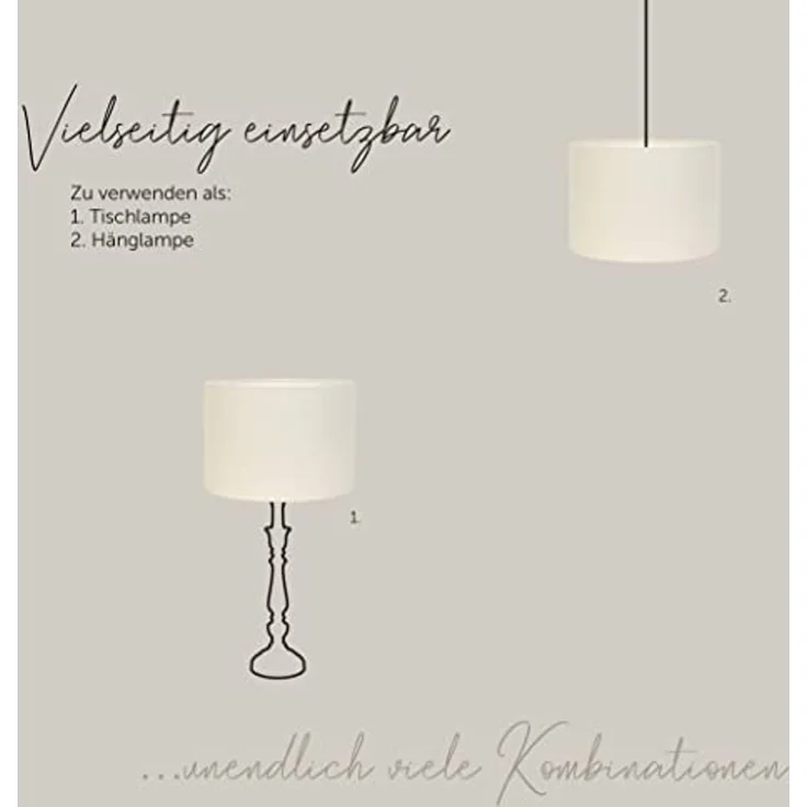Light & Living Lampenschirm LIVIGNO, Ø 30 cm, Cremeweiß, Außenmaterial Stoff, Innenmaterial PVC, Halterung aus Metall – Bild 3