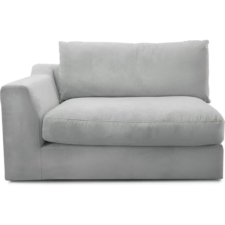 CAVADORE Sofa-Modul "Fiona"mit Armteil links / individuell kombinierbar als Ecksofa, Big Sofa oder Wohnlandschaft / 138 x 90 x 112 / Webstoff hellgrau