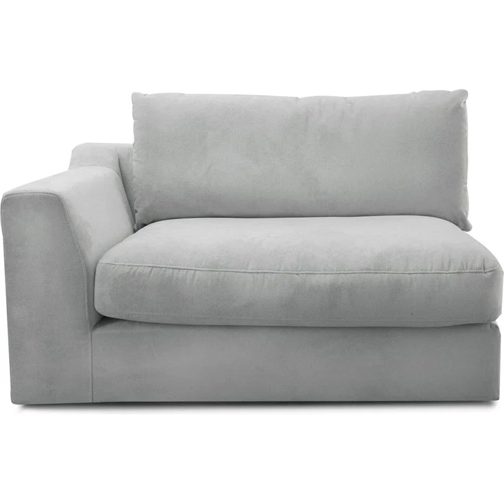 CAVADORE Sofa-Modul "Fiona"mit Armteil links / individuell kombinierbar als Ecksofa, Big Sofa oder Wohnlandschaft / 138 x 90 x 112 / Webstoff hellgrau