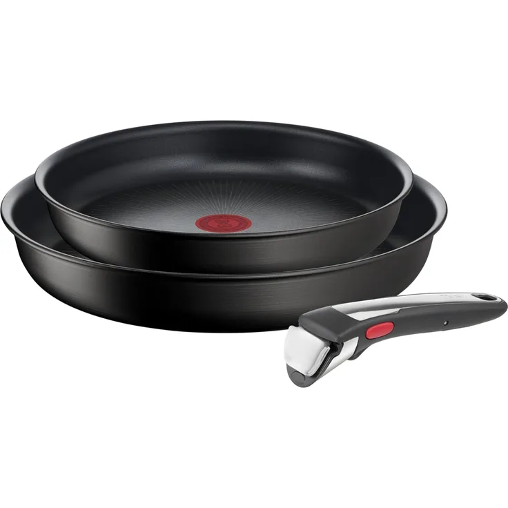 Tefal L39591 Ingenio Unlimited | stapelbar | Antihaftversiegelung | induktionsgeeignet | Thermo-Signal Temperaturanzeiger | Schwarz | 3-teiliges Set