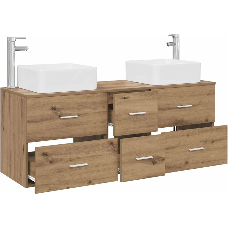 vidaXL Badezimmerschrank-Set 3 stk. Artisan-Eiche 129 x 41 x 80 cm 3405834 – Bild 3