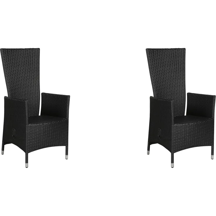 2x Gartenstuhl Joops Garten Terrasse Stuhl Set Stühle höhenverstellbar schwarz
