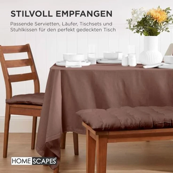 Homescapes Stuhlkissen 2er Bankauflage braun 100% Baumwolle – Bild 9