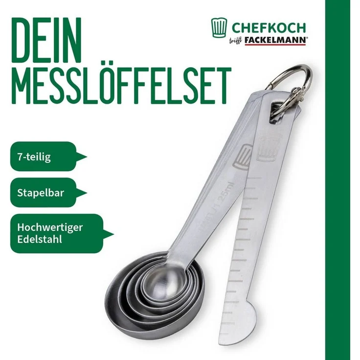 Chefkoch trifft Fackelmann Messlöffel Messlöffelset, Dosierlöffel, Maßlöffel, Edelstahllöffel – Bild 1