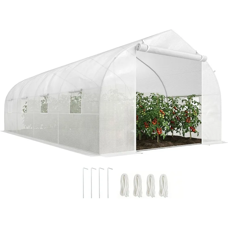 MELAYR, Garten- oder Terrassen-Gewächshaus, 6 x 3 x 2 m, für den Anbau von Pflanzen und Samen, Farbe Weiß