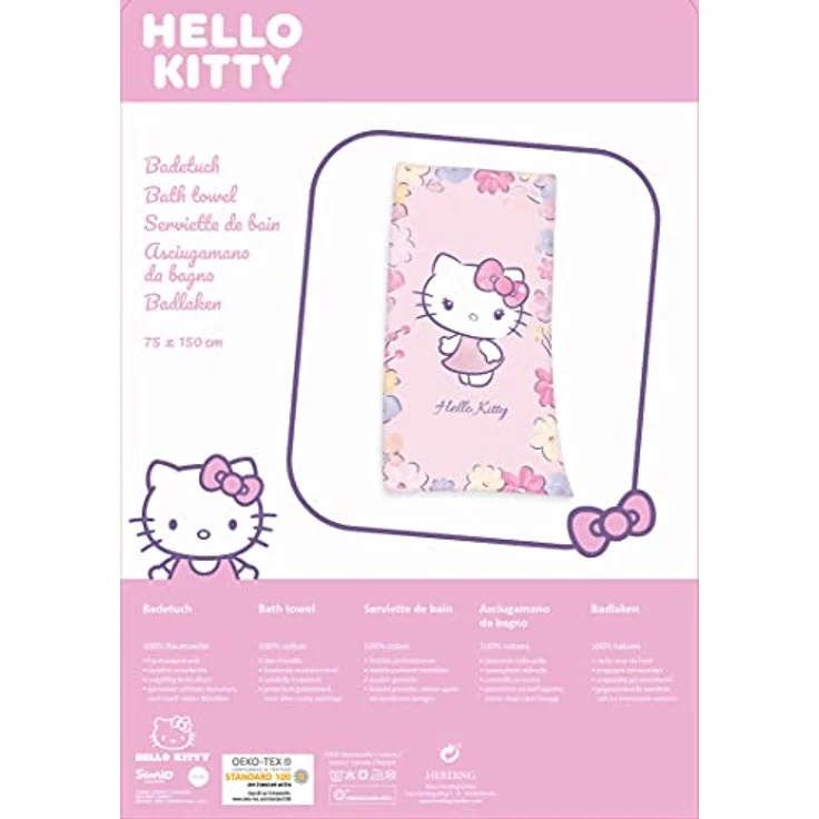 Hello Kitty Velourstuch Badetuch Strandtuch 75 x 150 cm Baumwolle – Bild 6