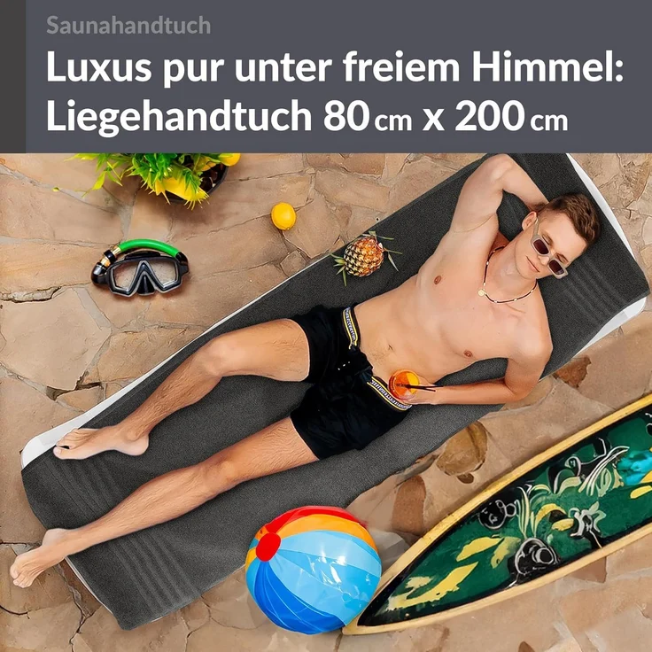 Lashuma Saunatuch London, Frottee (1-St), Badetuch extra lang 85x220 cm, Handtuch Wellness – Bild 5