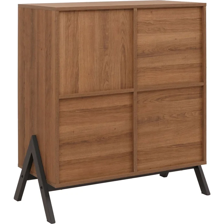 Kommode HWC-O40, Schrank Sideboard Highboard mit Türen Staufächer, MDF Metall Melamin 94x79x40cm ~ natur – Bild 7