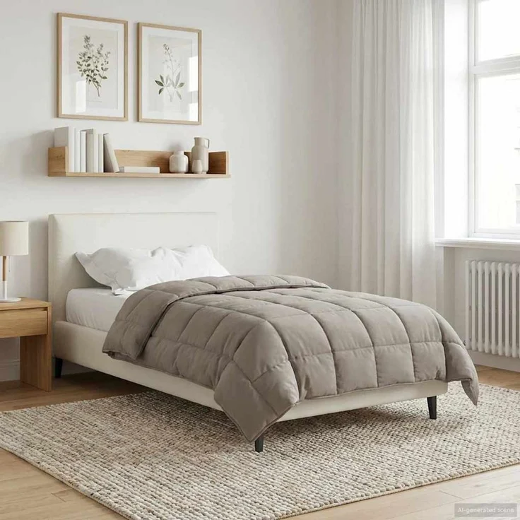 vidaXL Winterbettdecke Taupe 135 x 220 cm Mikrofaser und Teddy-Fleece 42026354 – Bild 4