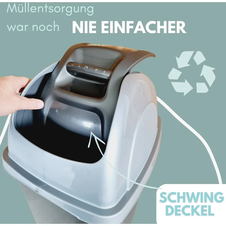 Mülleimer Schwingdeckel Mülleimer Küche 65 L Groß Schwingeimer Mülltrenner Abfalleimer Küche Mülleimer mit Deckel Küchenabfalleimer – Bild 4