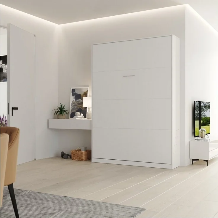 SMARTBett Schrankbett Wandklappbett 100/ 140/ 160x200 cm Weiß mit Gasdruckfedern, zwei Klickgurte – Bild 5