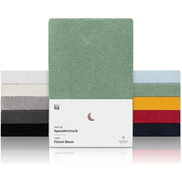 Blumtal® Frottee Spannbettlaken - 2er Set Kuschelig weiches Bettlaken 180x200 cm, Oeko-Tex 100 Zertifiziert, bis 22cm Matratzenhöhe, Summer Green - grün