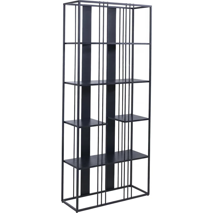 Regal HWC-P12, Bücherschrank Hochschrank, Industrial Metall Melamin MVG-zertifiziert 180x80x31cm ~ schwarz, schwarz – Bild 9
