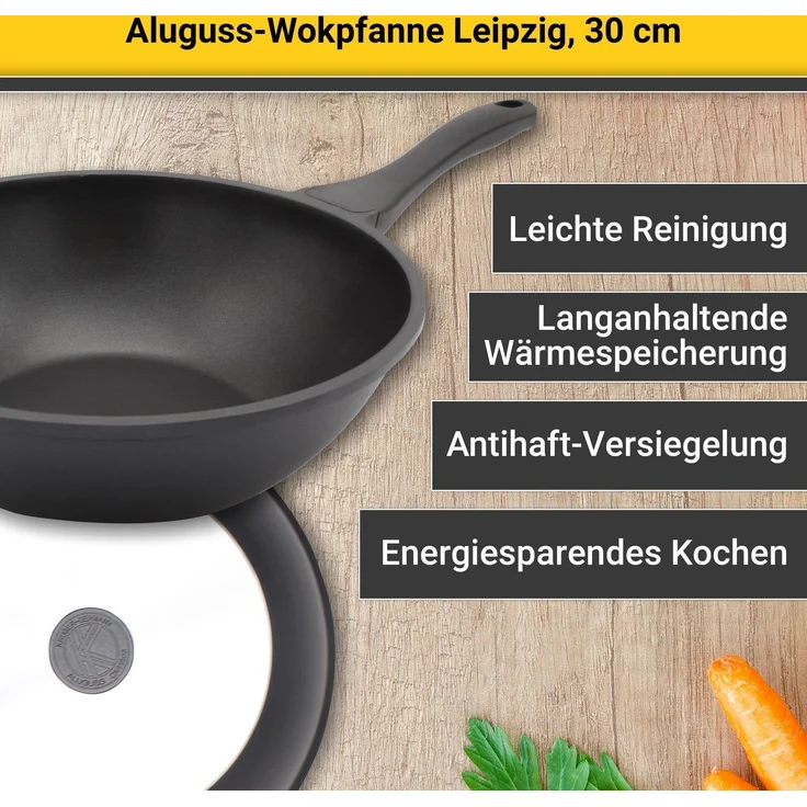 Aluguss Wokpfanne LEIPZIG 30 cm / Karl Krüger / Wok - Pfanne – Bild 2