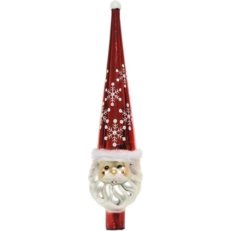 Christbaumspitze Weihnachtsmann Echt Glas Rot Weiß Weihnachtsbaumspitze 30cm