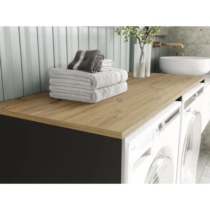 Platan Room Waschmaschinenumbauschrank DORA Waschmaschinenschrank 130 cm breit Überbauschrank Waschmaschine oder Wäschetrockner Schrank für Bad – Bild 5