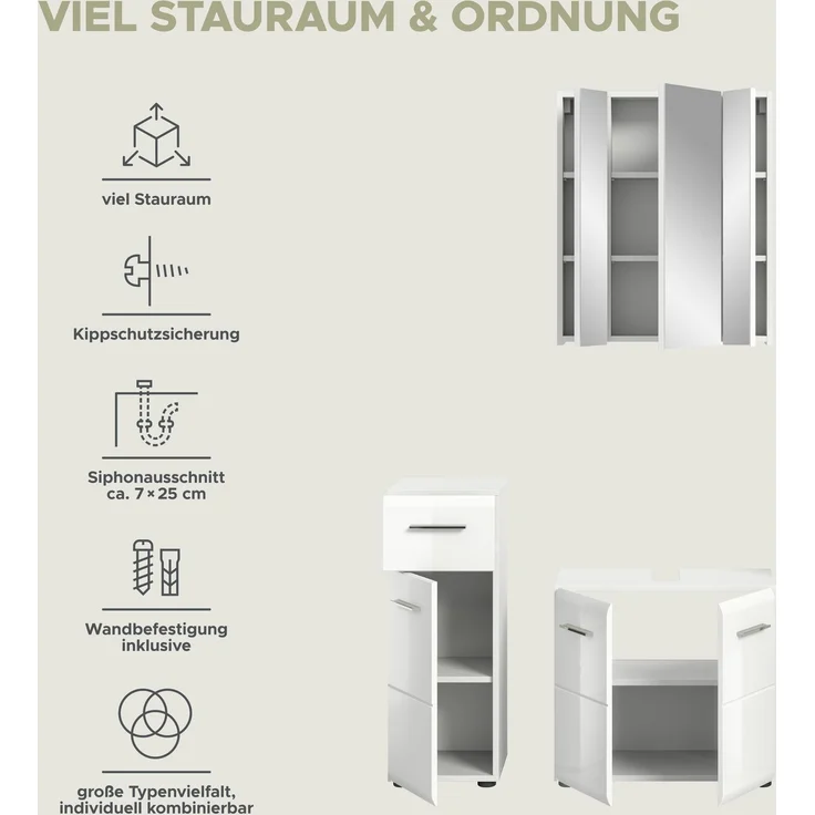 Badezimmerset Ice VIII - Weiß / Weiß Hochglanz – Bild 10