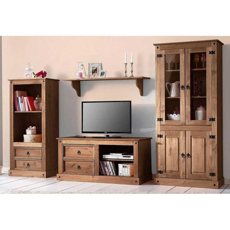 Home affaire Wohnwand, (Set, 3-St), bestehend aus 1 Vitrine, 1 Lowboard und 1 Regal, ohne Wandboard – Bild 1