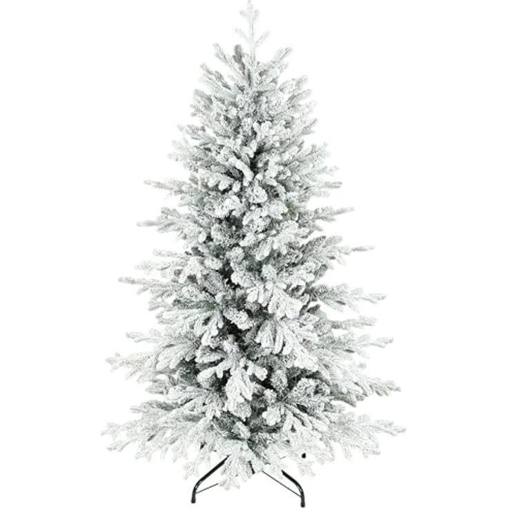 HOMCOM Künstlicher Weihnachtsbaum 1162 Zweige, Kiefernbaum, Realistisches Aussehen, Grün+Weiß – Bild 2