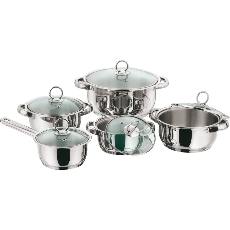 KING Topf-Set New Silver Line, Edelstahl (Set, 10-tlg, je 1 Kochtopf mit Deckel 16/18/20/24 cm, 1 Stieltopf 16 cm), Induktion – Bild 1