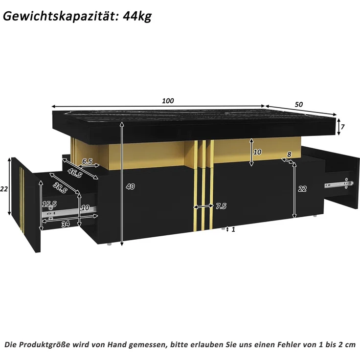 Wohnzimmermöbel Set 200x40x42 cm, mit Schubladen, mit Hochglanzoberfläche, Konstruktion aus Spanplatte, Schwarz – Bild 23