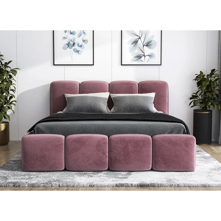 Polsterbett DONA 160x200 mit Matratze, Bettkasten und Lattenrost. Farbe: Flamingo 14