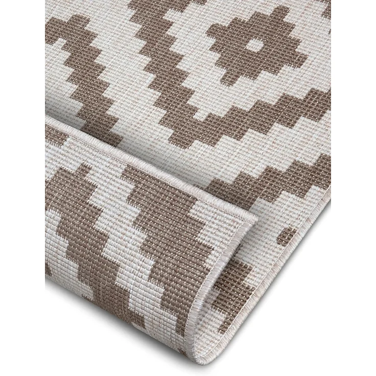 NORTHRUGS In- und Outdoor Teppich Malta 80x150 cm - Wendeteppich Wetterfest Modernes Geometrisches Muster Teppich für Balkon Terrasse Garten Wintergarten Wohnzimmerteppich Wasserfest in Linen – Bild 5