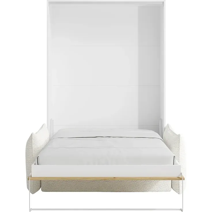 Vente-unique - BEGANIO Bett Holz, Platte BeigeWeiß - B 141 cm239,2 cm x H 225 cm x L 200 cm – Bild 3
