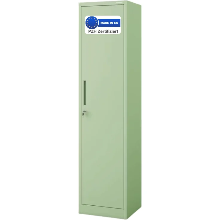 Aktenschrank abschließbar KADO - 5 Ebenen verstellbar, Flügeltüren | Metallschrank Werkstatt Mehrzweckschrank Büroschrank aus Stahl Werkzeugschrank, 185x45x40cm Pastellgrün – Bild 1