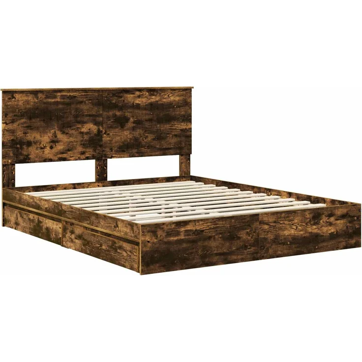 vidaXL Aufbewahrungsbett Geräucherte Eiche 160 x 200 cm Holzwerkstoff 3411191 – Bild 3