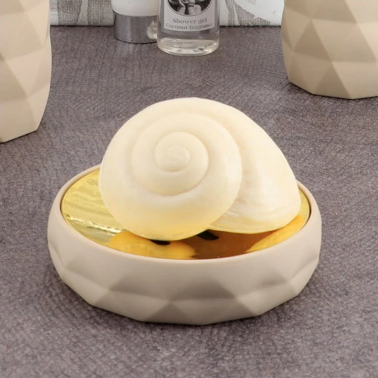LikeKa Badaccessoire-Set Goldeffekt Seifenspender Toilettenbürste Seifenschale Kosmetikeimer – Bild 1