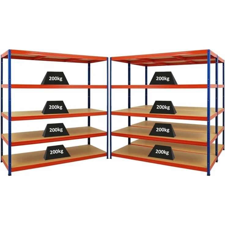 PROREGAL Mega Deal | 3X Schwerlastregal Giant Elephant | HxBxT 180 x 180 x 60 cm | Fachlast 200kg | Blau-Orange | Kellerregal, Steckregal, Garagenregal, Lagerregal