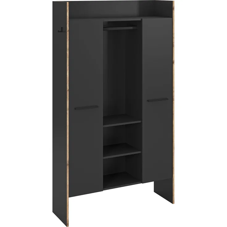 Garderobenschrank (B/H/T: 105x189x37 cm) in Basalt Melamin und Basalt Melamin