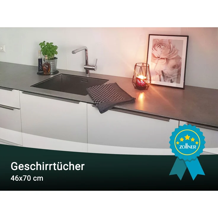 ZOLLNER 5er Set Geschirrtücher, 100% Baumwolle, 46x70 cm, saugstark, schwarz kariert – Bild 6