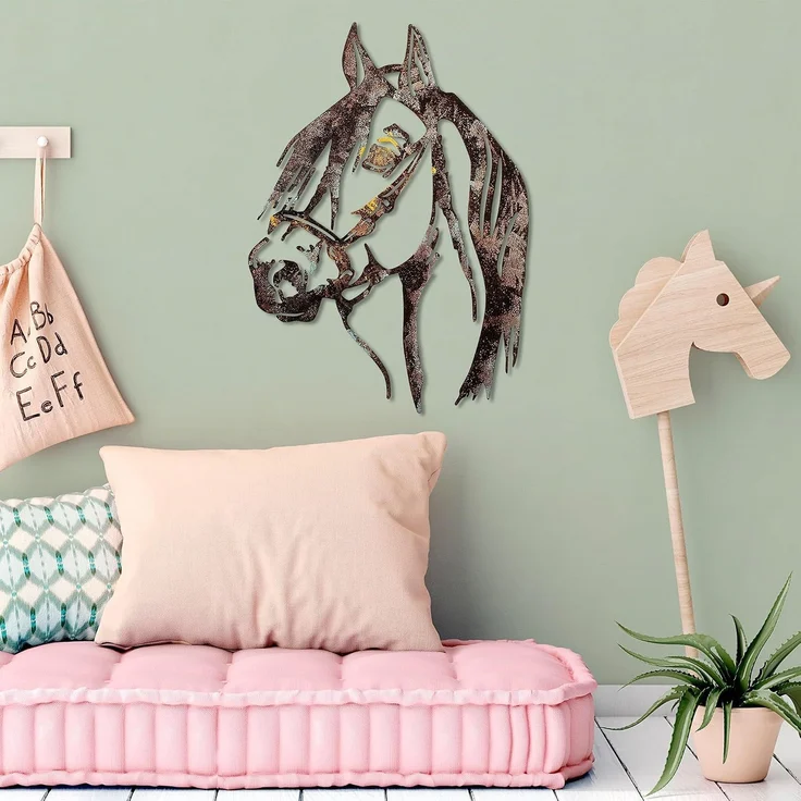 Wallity 'Horse - 2' Dekoratives Wandaccessoire aus Metall, Mehrfarbig, 53 x 38 cm – Bild 3