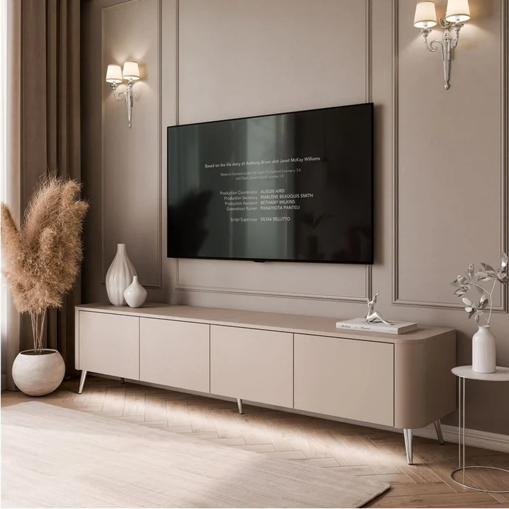 Lookway TV-Schrank CELESTE PUSH OPEN mit Beleuchtung auf Füßen (2x TV-Schrank mit LED Beleuchtung) 200x40x46,5 cm – Bild 2