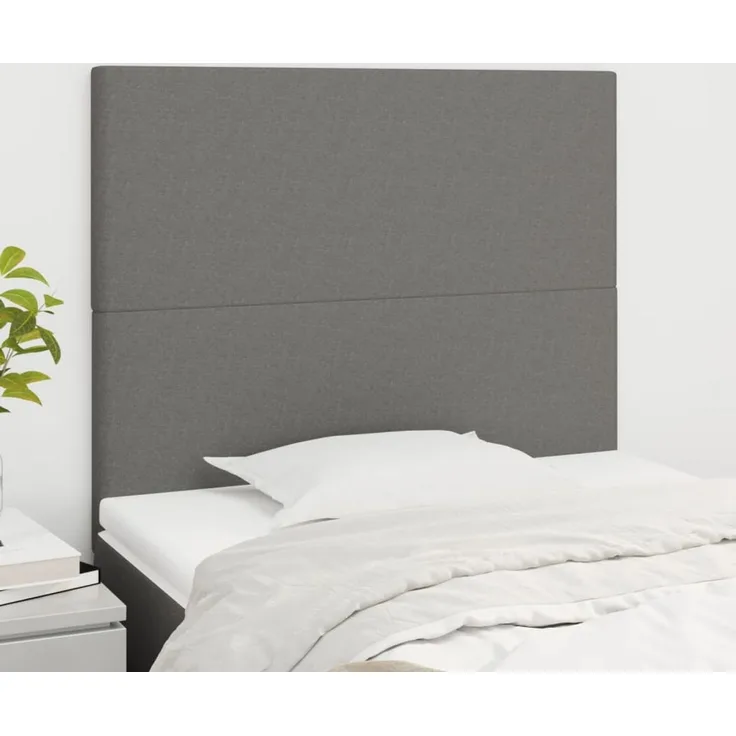 vidaXL Kopfteile 2 Stk. Dunkelgrau 100x5x78/88 cm Stoff 3116043