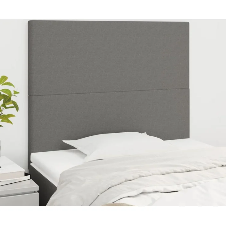 vidaXL Kopfteile 2 Stk. Dunkelgrau 100x5x78/88 cm Stoff 3116043 – Bild 1