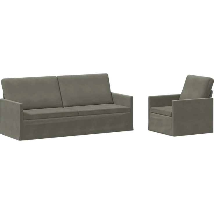 vidaXL Sofa-Set 2 pcs Hellgrau Cordstoff 3433254 – Bild 2