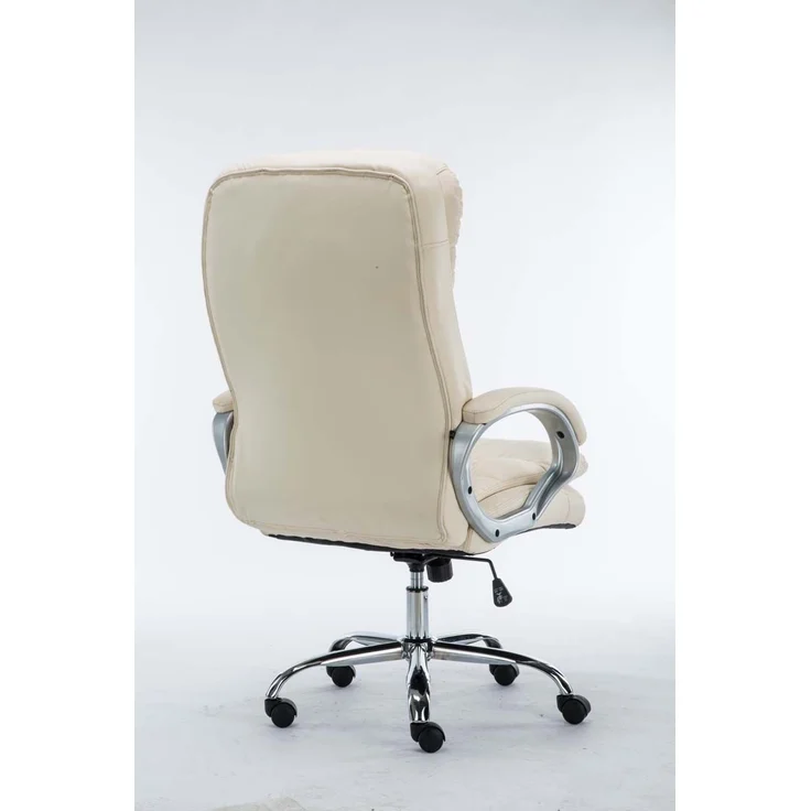 DELUKE® Bürostuhl SOUK - 116x68x77, Creme Kunstleder Metall in Chromoptik Gestell ergonomische Bürostühle Homeoffice Stuhl mit Rollen – Bild 7