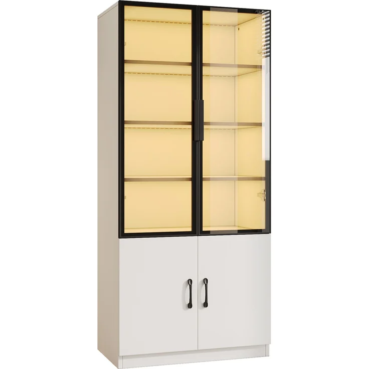 Vitrine 60x40x160 cm mit Rauchglas, LED-Beleuchtung und Unterschrank – Bild 5