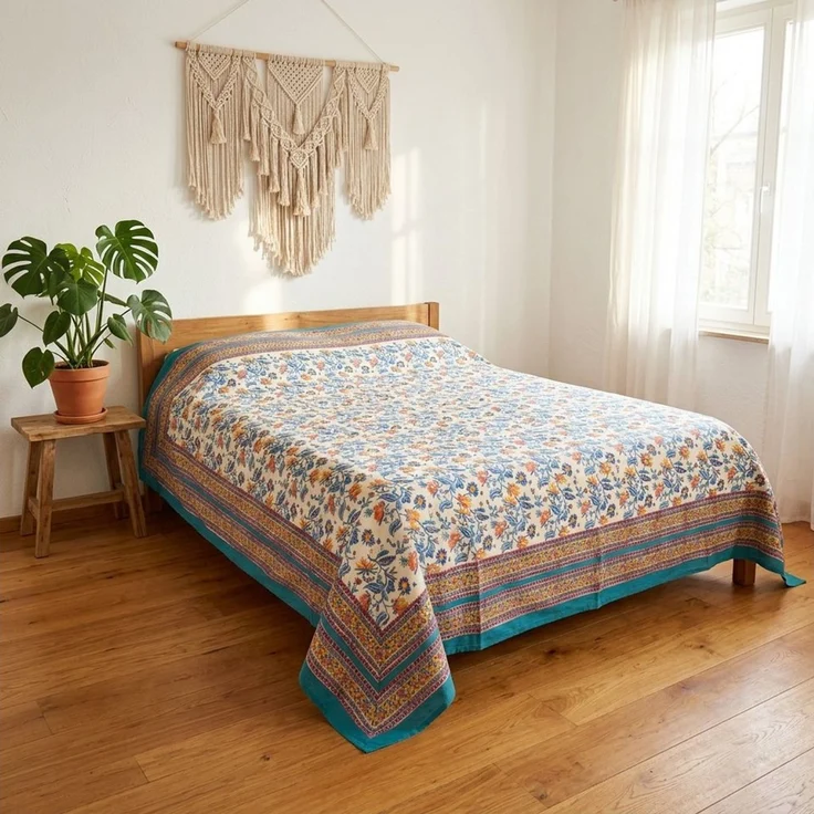 Guru-Shop Tagesdecke Blockdruck Tagesdecke, Bett & Sofaüberwurf,.. – Bild 2
