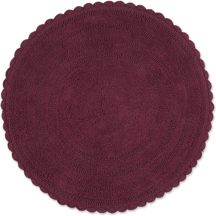 DII Crochet Collection Wende-Badematte, rund, 69,8 cm Durchmesser, Weinrot.