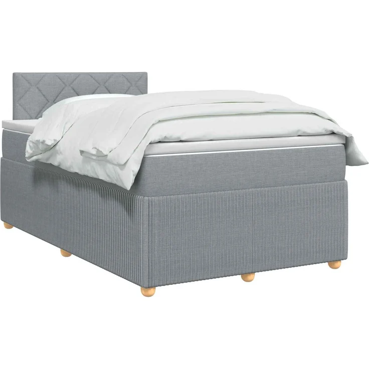 vidaXL Boxspringbett mit Matratze Hellgrau 120 x 190 cm Stoff 3451426 – Bild 3