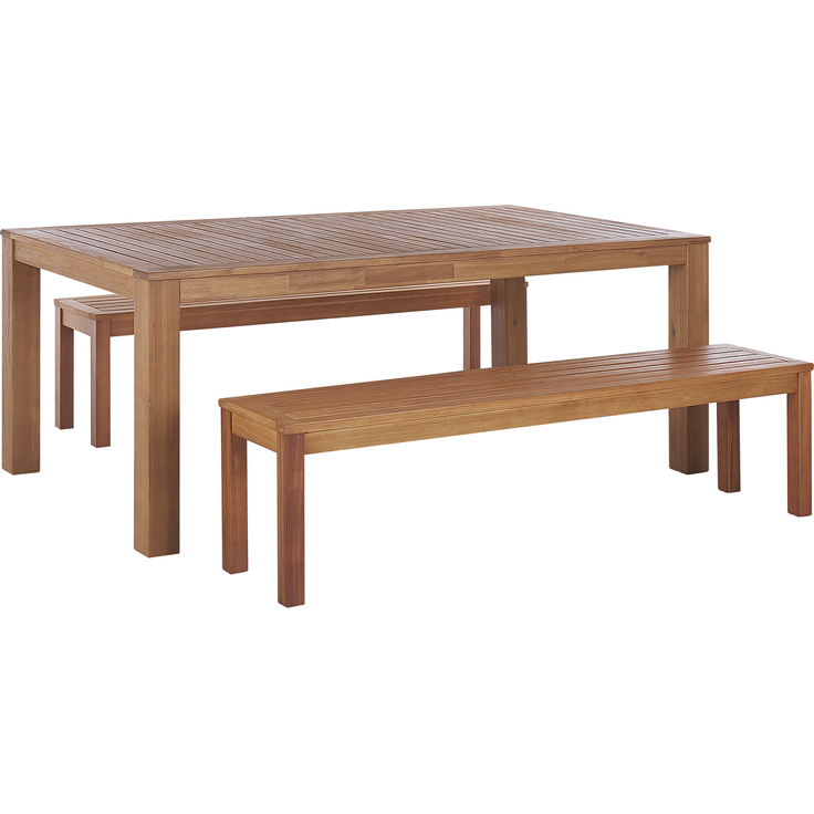 Tisch mit Bank MONSANO Eukalyptusholz 190x105x76 cm Heller Holzfarbton