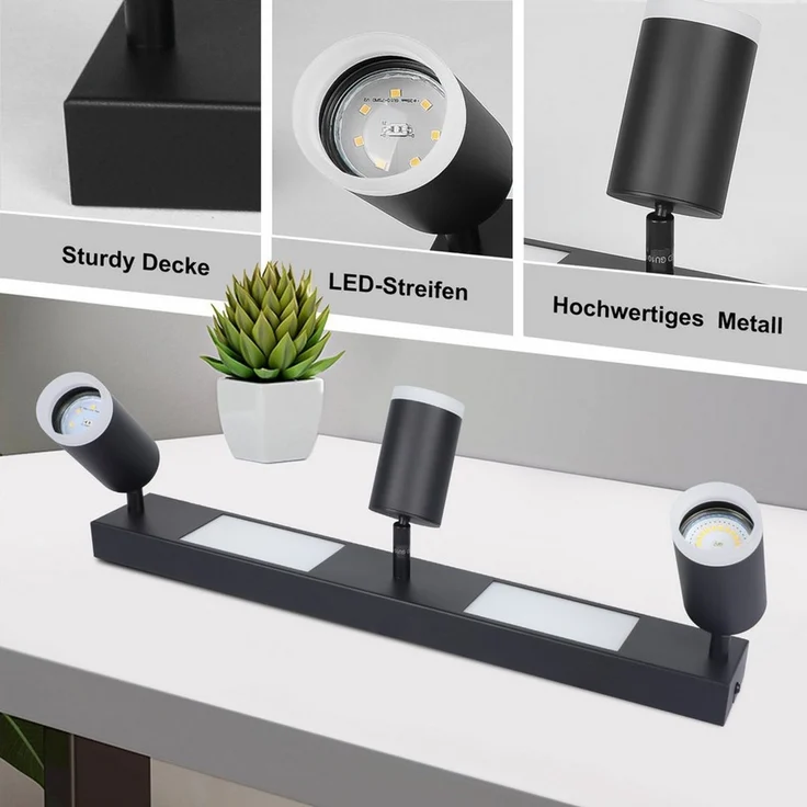 Nettlife Deckenstrahler 1/2/3/4 Flammig GU10, LED wechselbar, Warmweiß, Schwenkbar Flurlampe Metall für Schlafzimmer Küche Büro – Bild 3