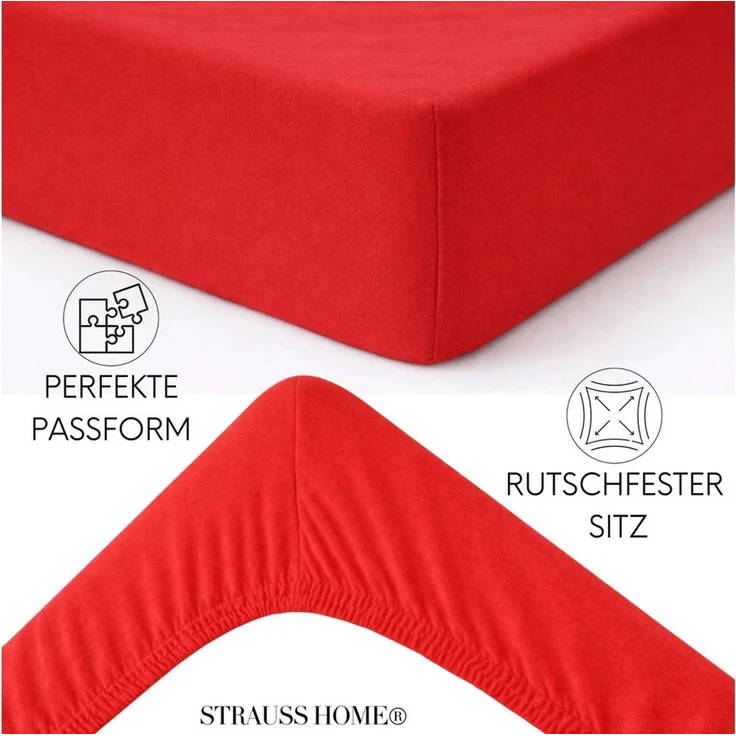 Strauss Home Spannbettlaken Premium 160 g/m² Gekämmte Baumwolle Jersey in Hotelqualität, Gummizug: Rundumgummi, OEKO-TEX®-zertifiziert - Hotelqualität – Formstabil & Langlebig – Bild 4